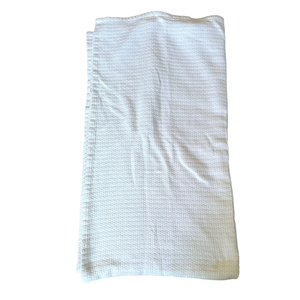 Lauren Ralph Lauren Bedspread Blanket Full/Queen White Waffle Knit Cotton Woven